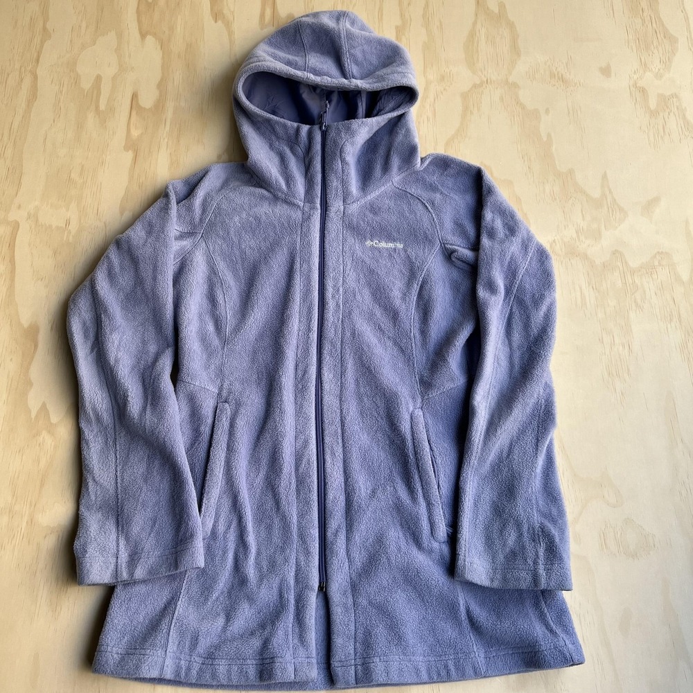 Columbia Jacket Womens Small Purple Hooded Fleece Full Zip Longline Pockets